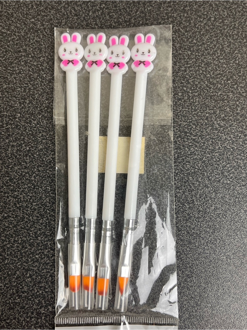 Cute Bunny Nail Art Brushes - White and Pink - Pack of 4